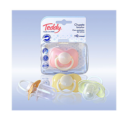 [279R-3] CHUPETE TEDDY BICOLOR SILIC RED T3