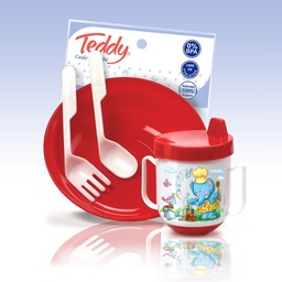 [906] JUEGO TEDDY PLATO+TAZA+CUBIERTO